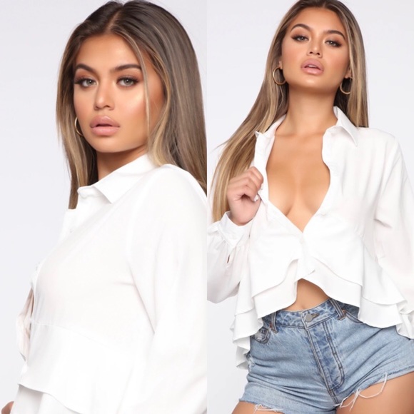 NWT Sexy White Button Up Long sleeve women’s dress shirt - Picture 6 of 7